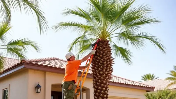 Green Desert Design crew trimming trees on a residential property in Chandler, AZ.